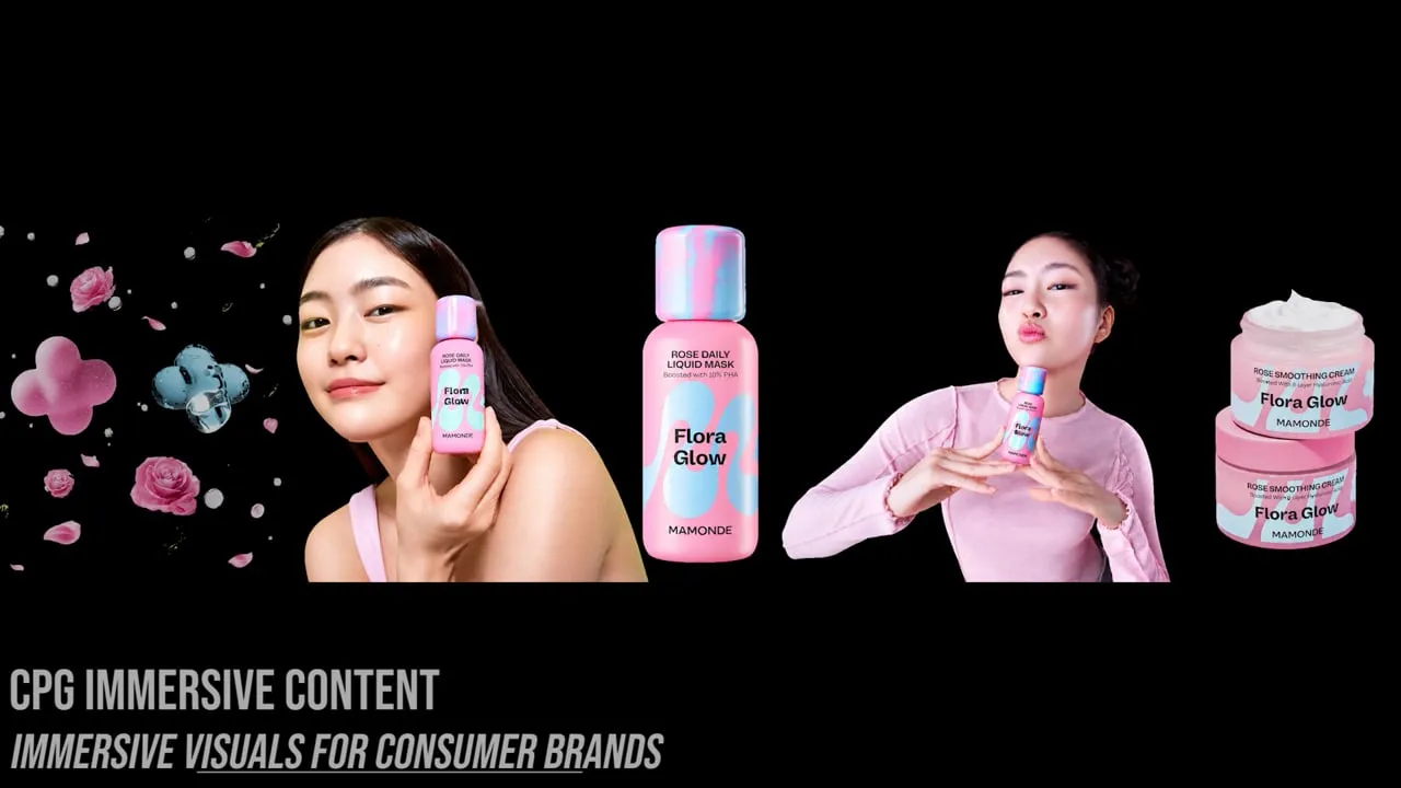 Beauty product imagery built for a projection room